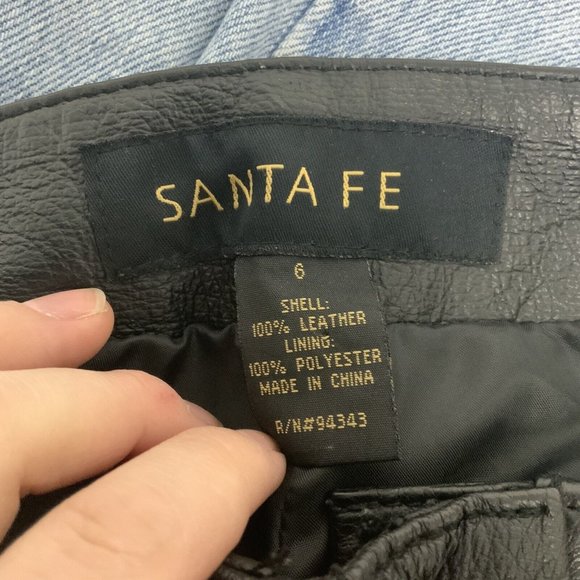 Santa Fe women's 100% leather pants black lined straight size 6 - Picture 5 of 10